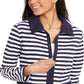 Karen Scott Women's Colorblocked Wing Collar Zip Front Jacket Blue Size Large