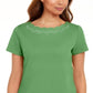 Karen Scott Women's Cotton Scalloped Neck T-Shirt Green Size Large