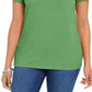 Karen Scott Women's Cotton Scalloped Neck T-Shirt Green Size Large
