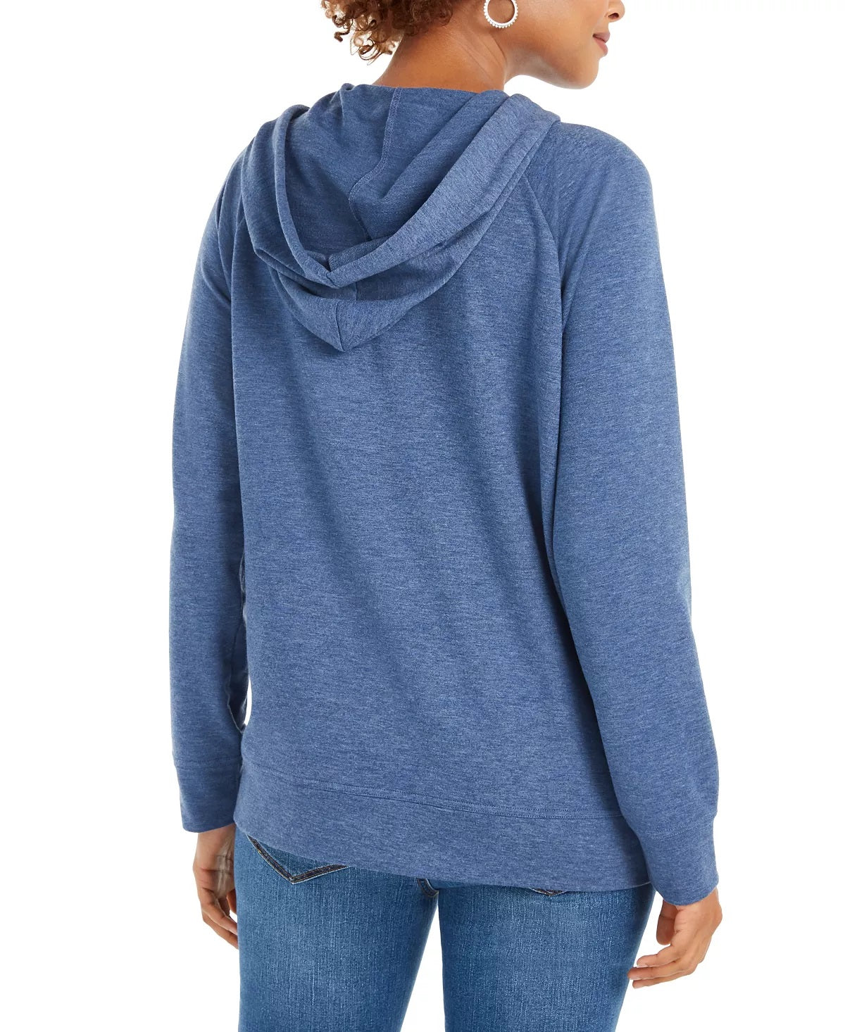 Style & Co Women's Long Sleeve Hoodie Blue Size Large