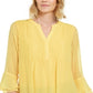 Charter Club Women's Double Ruffle Solid Pintuck Top Yellow Size X-Large
