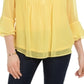 Charter Club Women's Double Ruffle Solid Pintuck Top Yellow Size X-Large