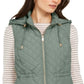 Charter Club Women's Woven Hooded Quilted Vest Green Size XX-Large