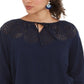 Style & Co Women's Cotton Eyelet Peasant Top Blue Size X-Small