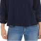 Style & Co Women's Cotton Eyelet Peasant Top Blue Size X-Small