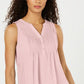 Charter Club Women's Sleeveless Pintuck Blouse Pink Size Medium