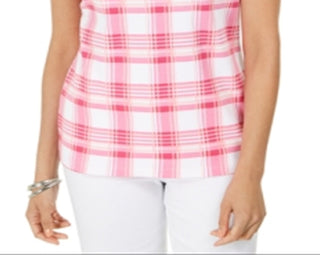 Karen Scott Women's Printed Scoop Neck Top Pink Size X-Small