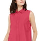 Alfani Women's Button Down Sleeveless Button Down Top Pink Size Small