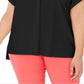Alfani Women's Plus Split Neck Short Sleeve Top Black Size 2X