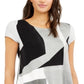 Alfani Women's Printed T-Shirt Gray Size Medium