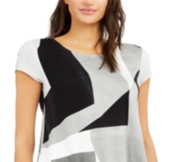Alfani Women's Printed T-Shirt Gray Size Medium