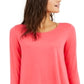 Alfani Women's Woven Back Top Pink Size Large