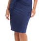 INC International Concepts Women's Sateen Ruched Midi Dress Blue Size Large