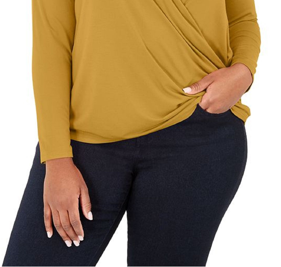 INC International Concepts Women's Surplice Front Top Yellow Size 0X