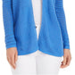 Charter Club Women's Open Front Pointelle Cardigan Blue Size X-Large
