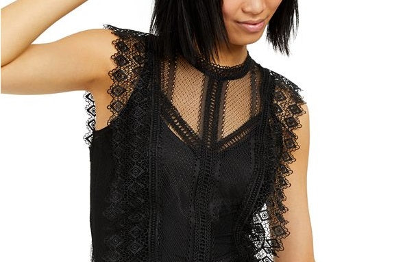INC International Concepts Women's Lace Top Black Size Large