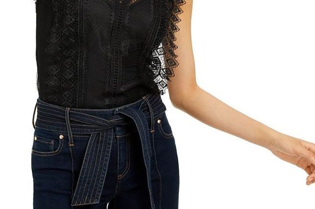 INC International Concepts Women's Lace Top Black Size Large