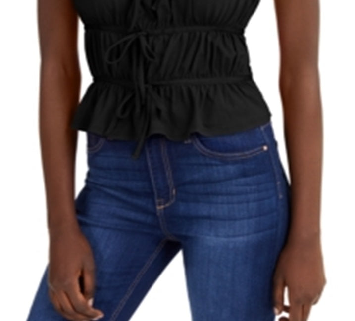 INC International Concepts Men's Smocked Tie Front Tank Top Black Size XX-Large