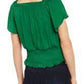 INC International Concepts Women's Gathered Short Sleeve Boat Neck Top Green Size Medium