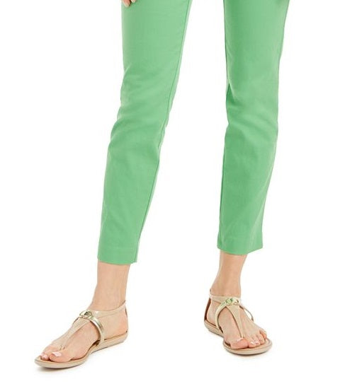 Charter Club Women's Stretch Twill Cropped Pants Green Size 8 Petite