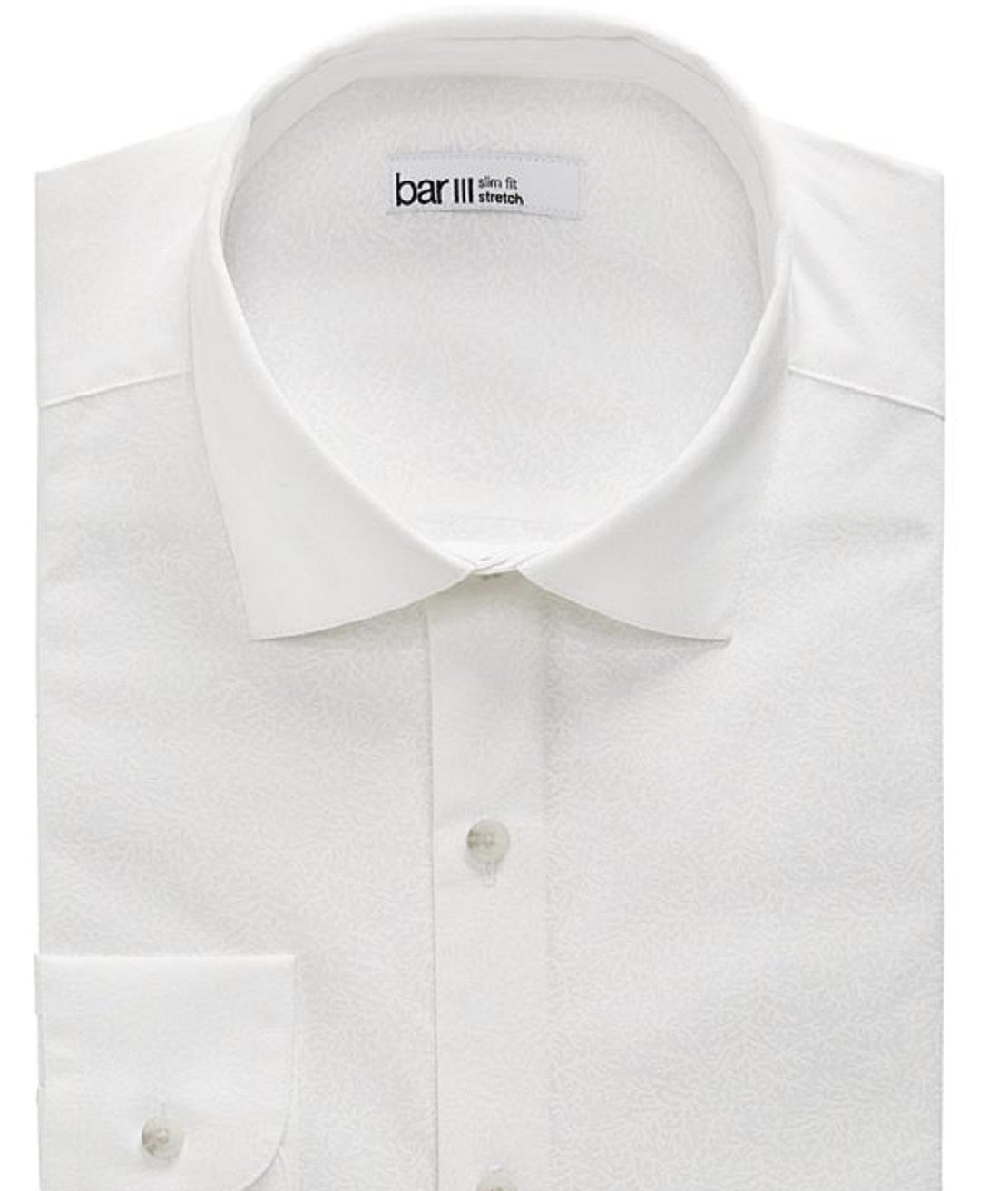 Bar III Men's Organic Cotton Tonal Coral-Print Slim Fit Dress Shirt White Size Medium