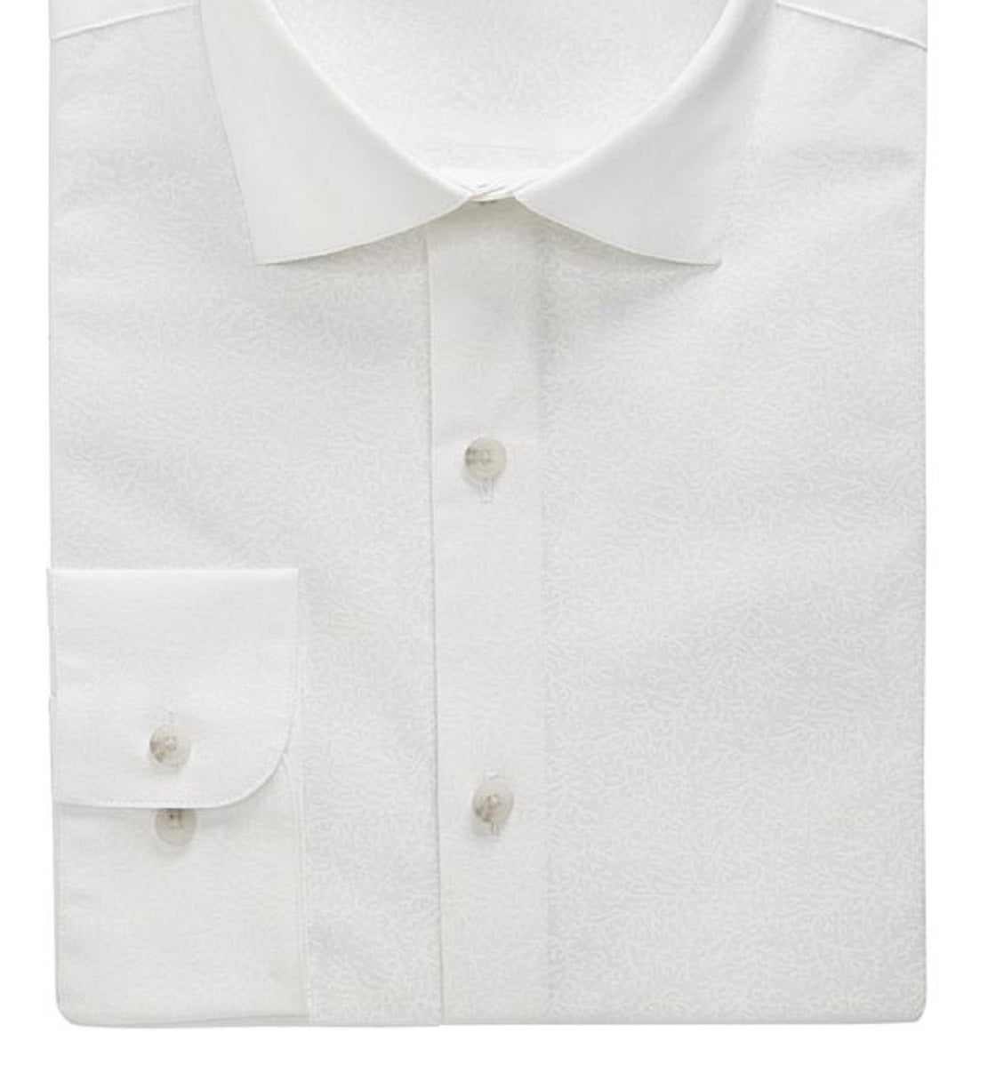 Bar III Men's Organic Cotton Tonal Coral-Print Slim Fit Dress Shirt White Size Medium