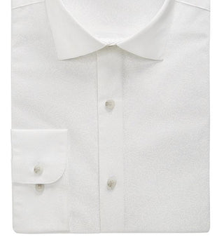 Bar III Men's Organic Cotton Tonal Coral-Print Slim Fit Dress Shirt White Size Medium