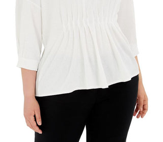 Alfani Women's Pleated Dolman Sleeve Top White Size 3X