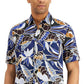 Tasso Elba Men's Leaf Print Shirt Blue Size X-Large
