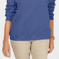 Karen Scott Women's Crew Neck Fleece Sweatshirt Blue Size Medium