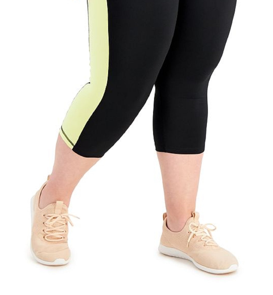 ID Ideology Women's Colorblock Mid Rise Stash Pocket Crop Legging Black Size 1X