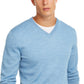 Club Room Men's Solid V Neck Merino Wool Blend Sweater Blue Size X-Large
