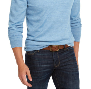 Club Room Men's Solid V Neck Merino Wool Blend Sweater Blue Size X-Large