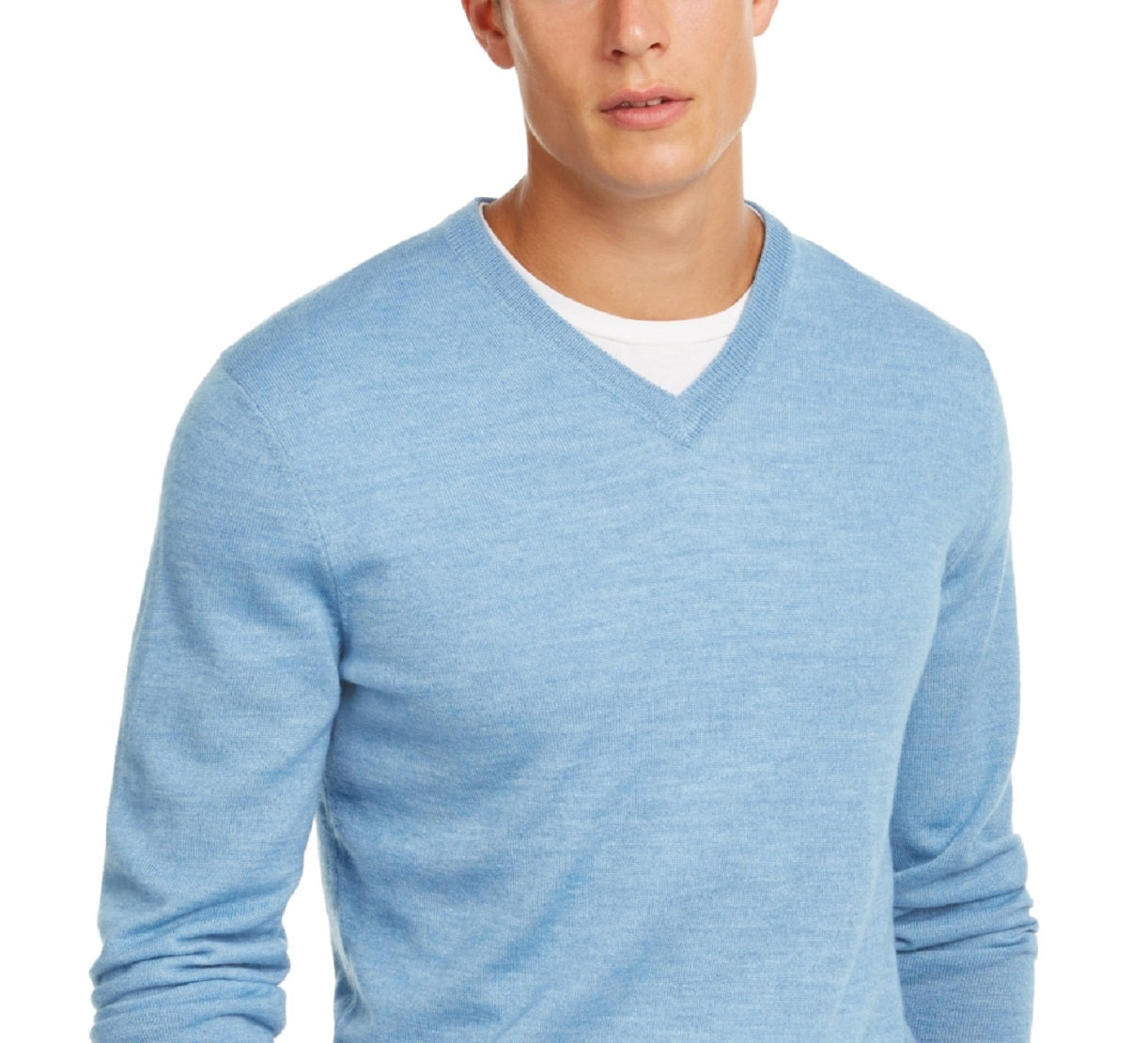 Club Room Men's Solid V Neck Merino Wool Blend Sweater Blue Size XX-Large