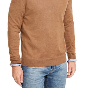 Club Room Men's Solid Crew Neck Merino Wool Blend Sweater Brown Size Small