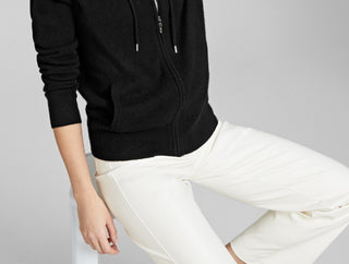Charter Club Women's Cashmere Zip Hoodie Black Size Medium