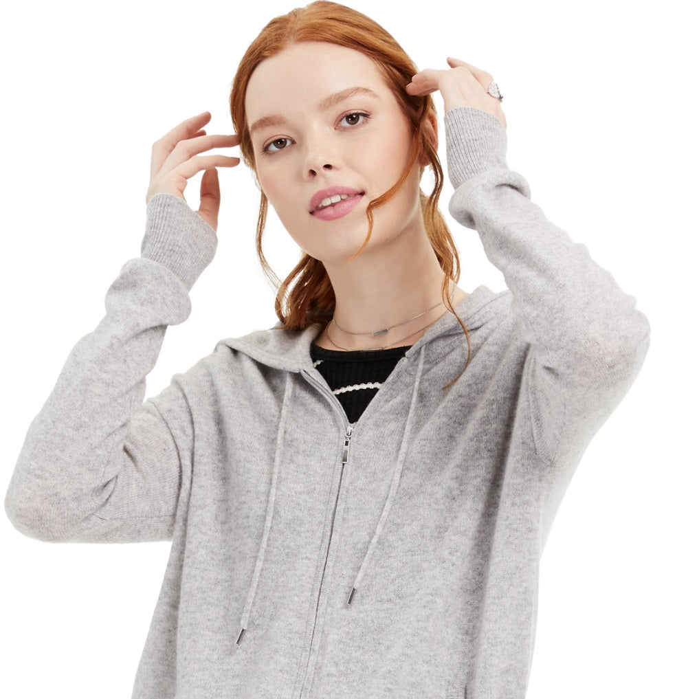 Charter Club Women's Zip Hoodie Gray Size Large