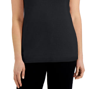Karen Scott Women's Cotton Scoop Neck Top Black Size XX-Large
