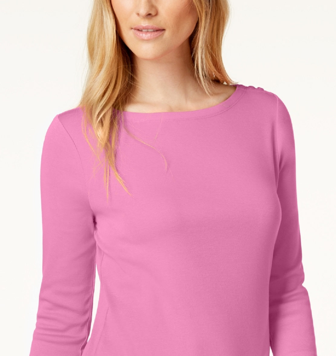 Charter Club Women's Pima Cotton Boat Neck Top Pink Size Small