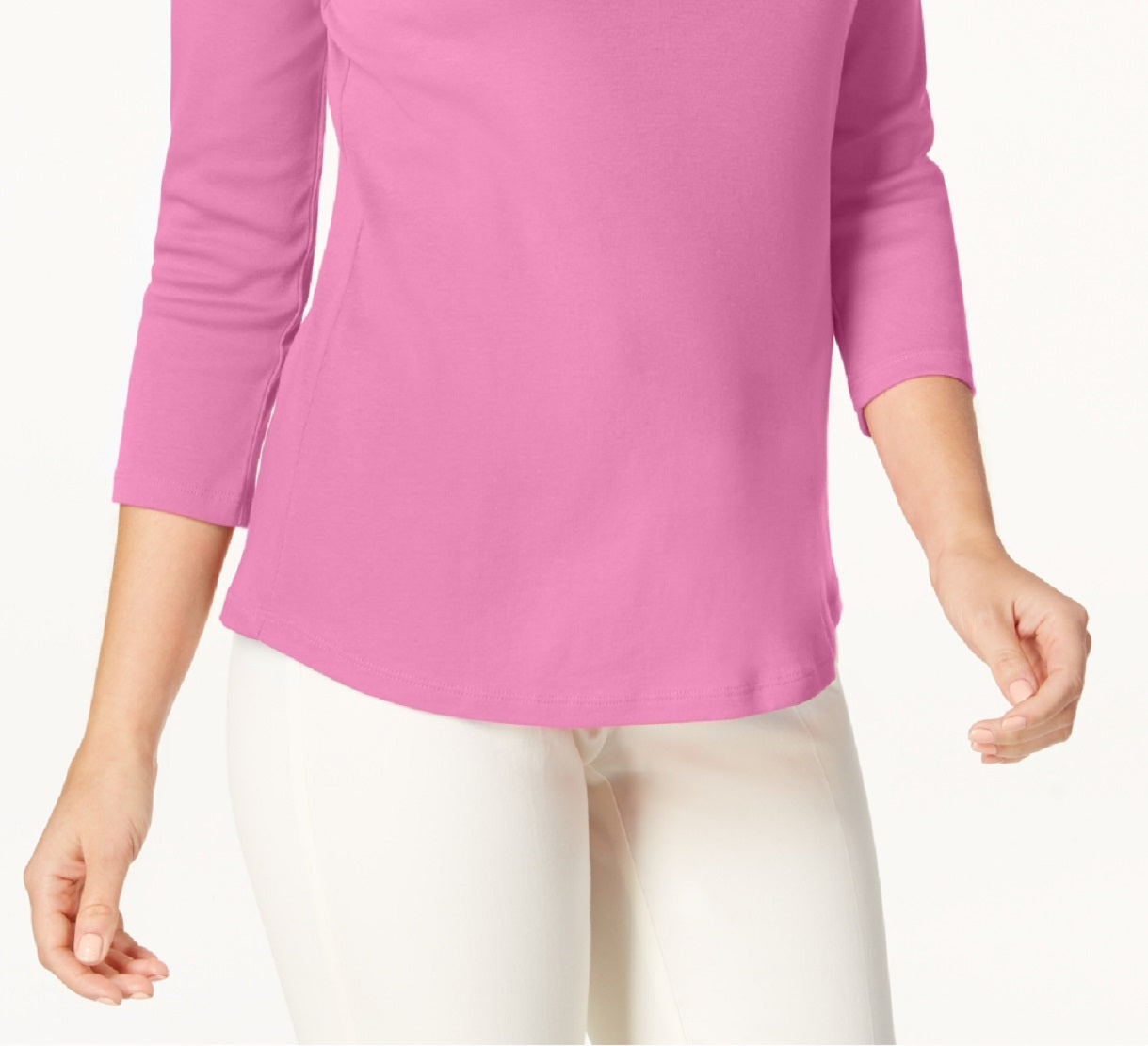 Charter Club Women's Pima Cotton Boat Neck Top Pink Size Small