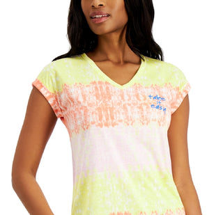 Style & Co Women's Take It Easy Graphic Print Top Yellow Size Petite Medium