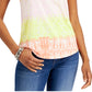 Style & Co Women's Take It Easy Graphic Print Top Yellow Size Petite Medium