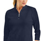 Karen Scott Women's Cotton Zip Neck Top Blue Size X-Small