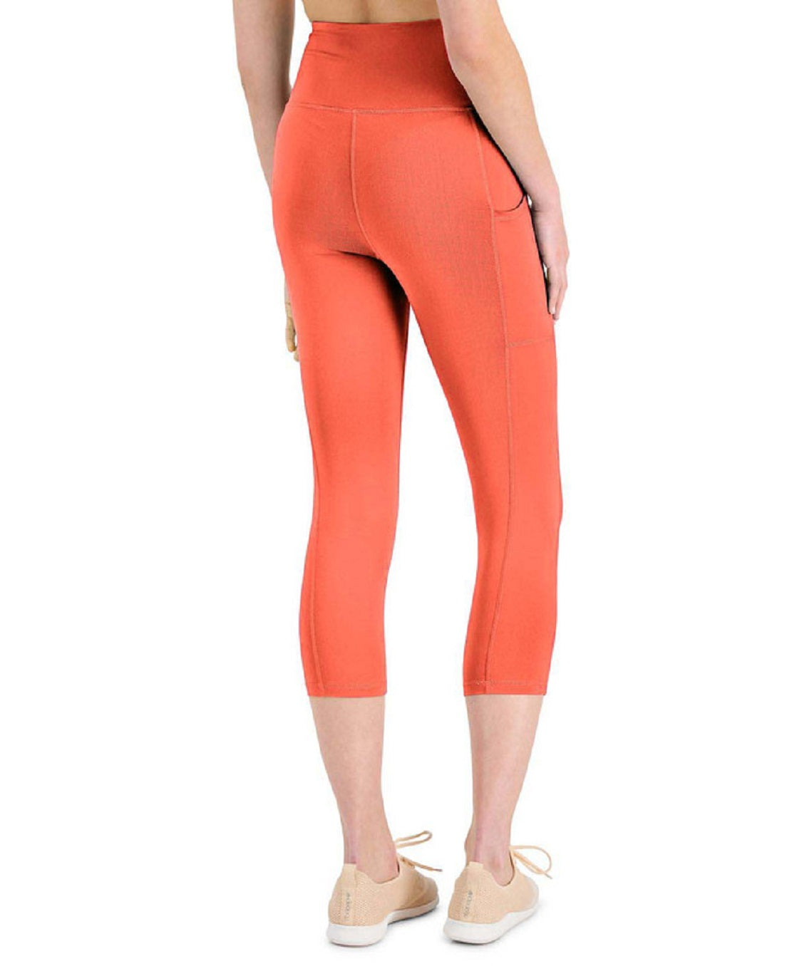 ID Ideology Women's High Rise Side Pocket Cropped Leggings Orange Size Medium