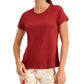 ID Ideology Women's Perforated Crewneck T-Shirt Red Size X-Small