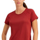ID Ideology Women's Perforated Crewneck T-Shirt Red Size X-Small