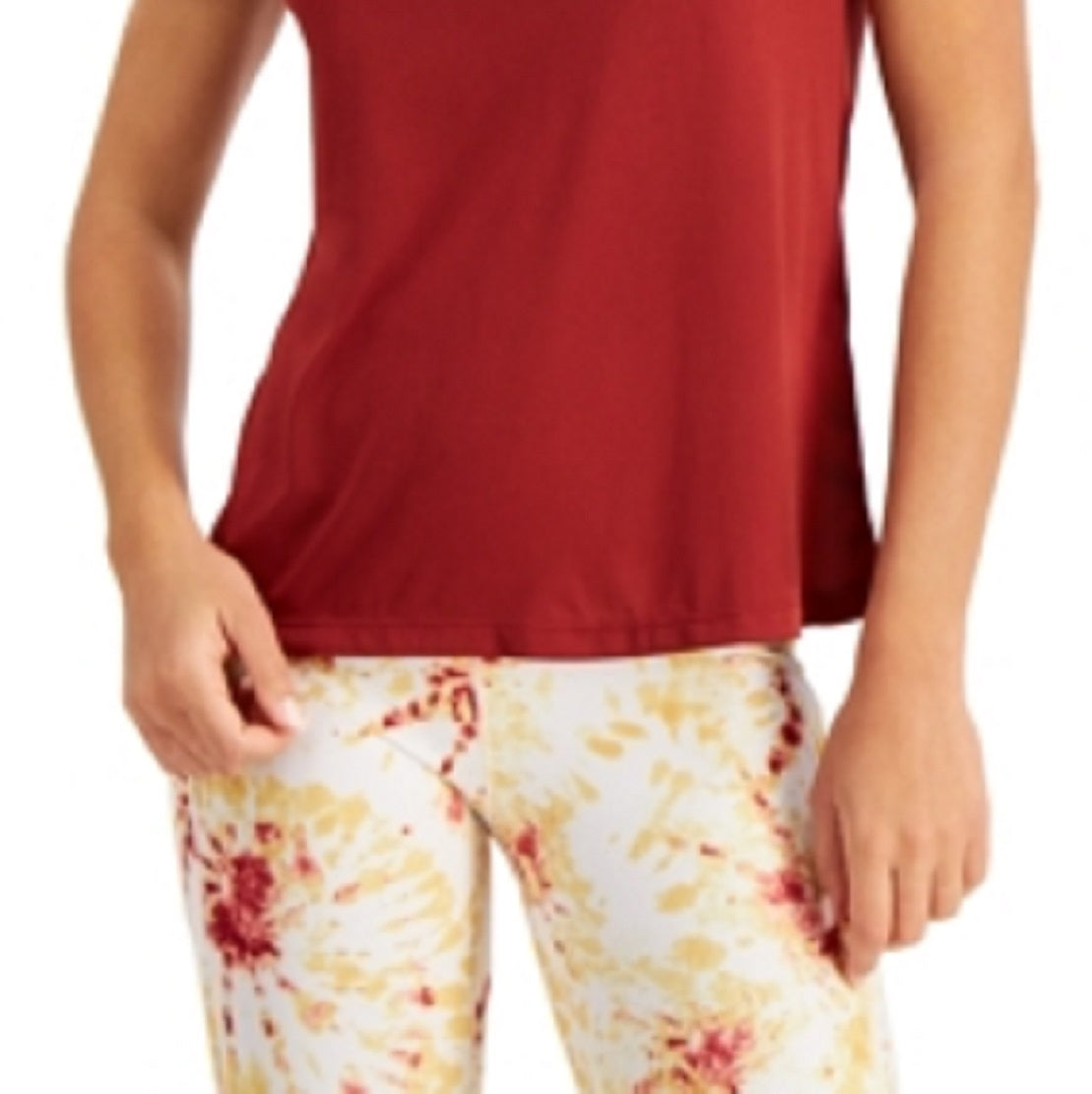 ID Ideology Women's Perforated Crewneck T-Shirt Red Size X-Small