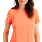 ID Ideology Women's Perforated Crewneck T-Shirt Orange Size X-Small