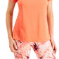 ID Ideology Women's Perforated Crewneck T-Shirt Orange Size X-Small