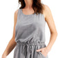 Id Ideology Women's Drawstring Waist Sleeveless Dress Grey Size Medium